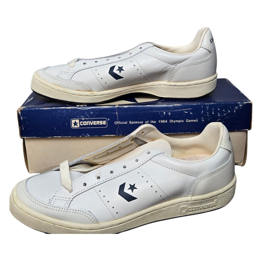 Vintage Converse Jimmy Connors 80s Leather Oxfords with Olympic box Mens 8.5